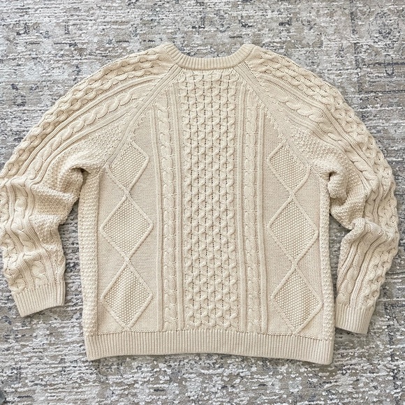 NIKE Wool Blend Cable Knit Chunky Sweater Mens S Cream / Light Beige - Picture 7 of 12